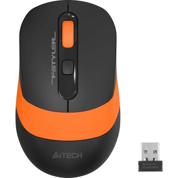 A4 Tech Nano Alıcı Kablosuz Optik 2000 Dpi Enerji Korumalı Mouse - Siyah/Turuncu ürün görseli