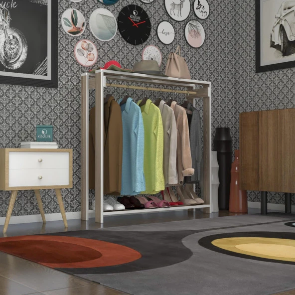 Kenzlife giysi dolabı maksut 135*100*40 crd askılık ayakkabılık