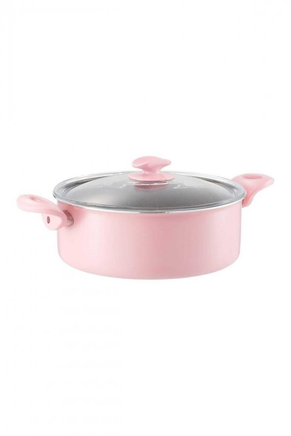 Mehtap rosa teflon derin tencere 24 cm.pembe