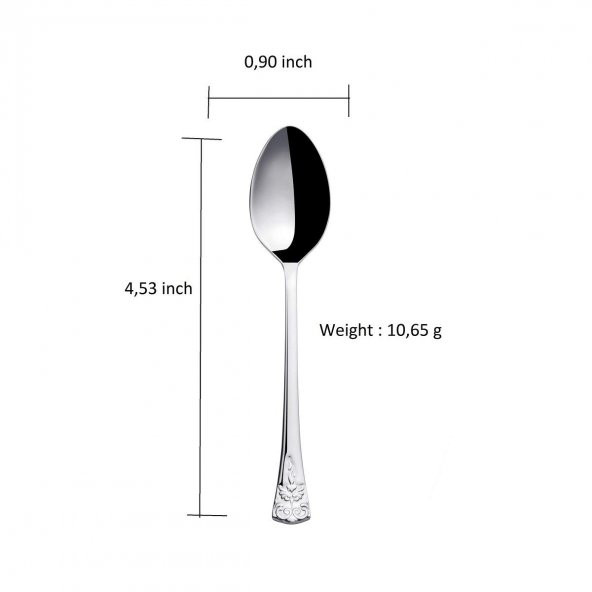 Nehir akasya paslanmaz çelik çay kaşık - 12 li çay kaşığı 18/10 - 2