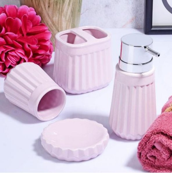 Ksv stonware 4 lü banyo seti takımı - sıvı sabunluk seti msb-06888 - Resim 2