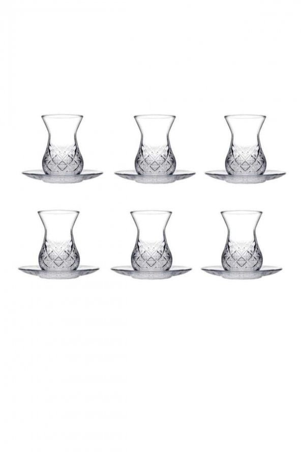 Paşabahçe timeless kesme kristal çay bardağı seti takımı - 12 parça çay seti 96992 - 2