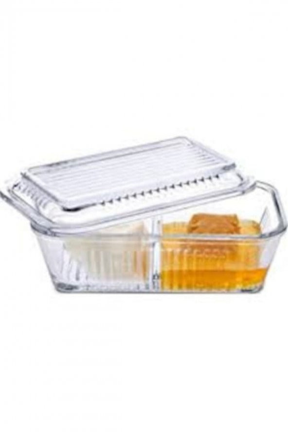 Paşabahçe kapaklı kahvaltılık - tereyağlık ballık peynirlik 2 li set - Resim 3