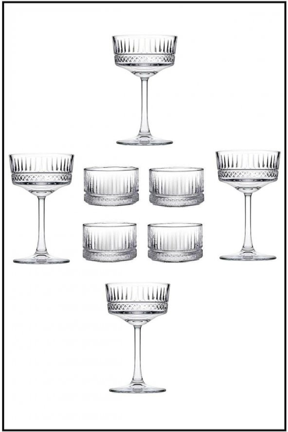 Paşabahçe elysia ayaklı kadeh bardak- sunum bardağı - çerezlik kasesi seti 8 parça