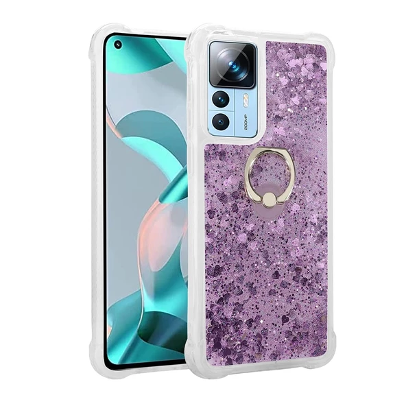 Xiaomi Mi 12T Kılıf Zore Milce Simli Pullu Yüzüklü Kılıf - Resim 11