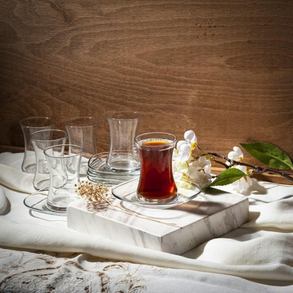 Lav sade çay seti çay takımı - çay bardağı takımı tabağı 12 prç.