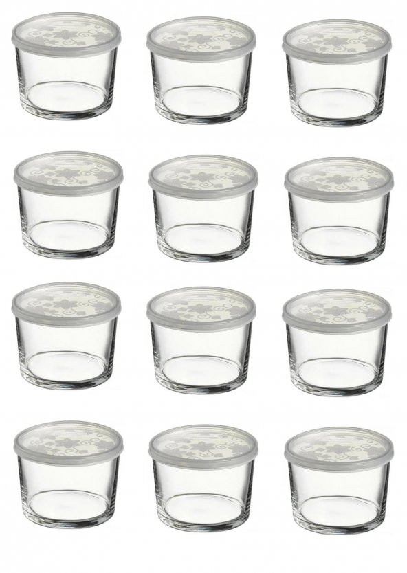 Paşabahçe kapaklı cam saklama kabı 12 li kahvaltılık 220cc ürün görseli 1