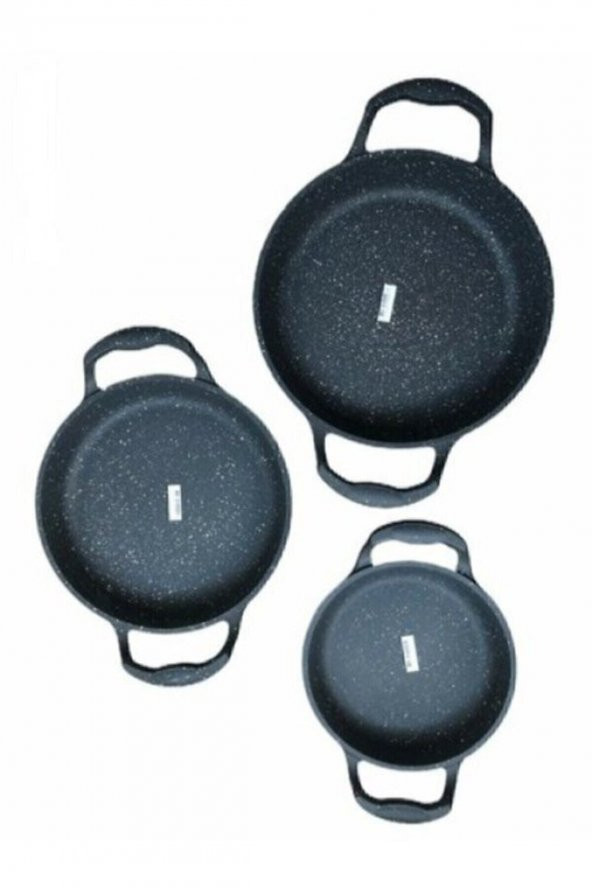 Eda 3 lü granit döküm sahan tava seti - yanmaz yapışmaz 16/18/20 cm 3 boy