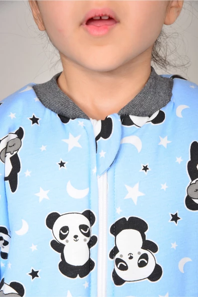 Çocuk Sarı Kalın Elyaf Dolgulu Desenli Uyku Tulum - 10