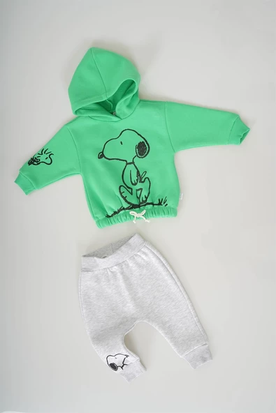 YENİ SEZON SNOOPY KAPŞONLU KIZ ÇOCUK 3İP EŞOFMAN TAKIMI - 11