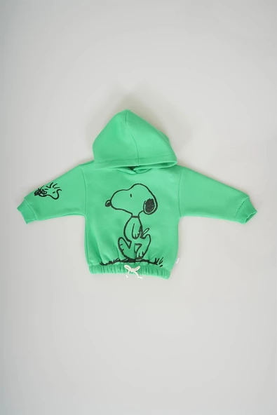 YENİ SEZON SNOOPY KAPŞONLU KIZ ÇOCUK 3İP EŞOFMAN TAKIMI - 12