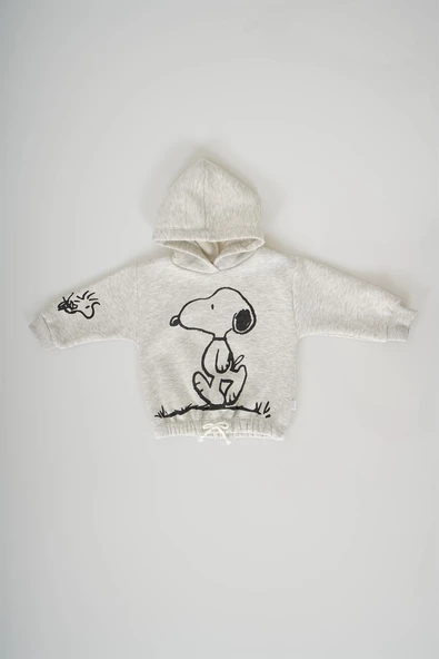 YENİ SEZON SNOOPY KAPŞONLU KIZ ÇOCUK 3İP EŞOFMAN TAKIMI - 8