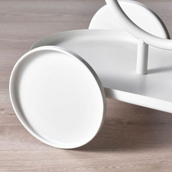 Tekerlekli Metal Çiçeklik-Saksılık Beyaz Renk MeridyenDukkan 75 cm İç Mekana Uygun - 3