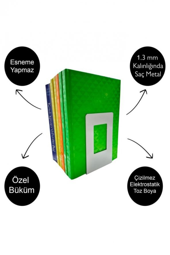 Tekli Beyaz Masa Düzenleyici Kaymaz Dekoratif Kitap Ayağı Ofis Dekoratif Metal Kitap Tutucu