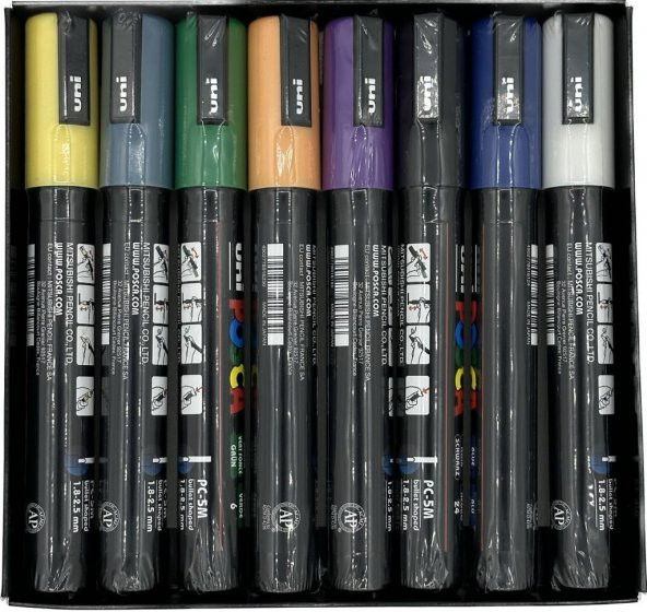 Uni Poster Markörü Posca Pc-5M/7+1 Karışık Renkler 8 Adet