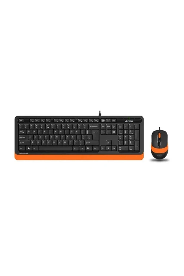 A4 Tech Nano Alıcı Kablosuz Multimedia Türkçe Klavye Mouse Seti Turuncu Siyah