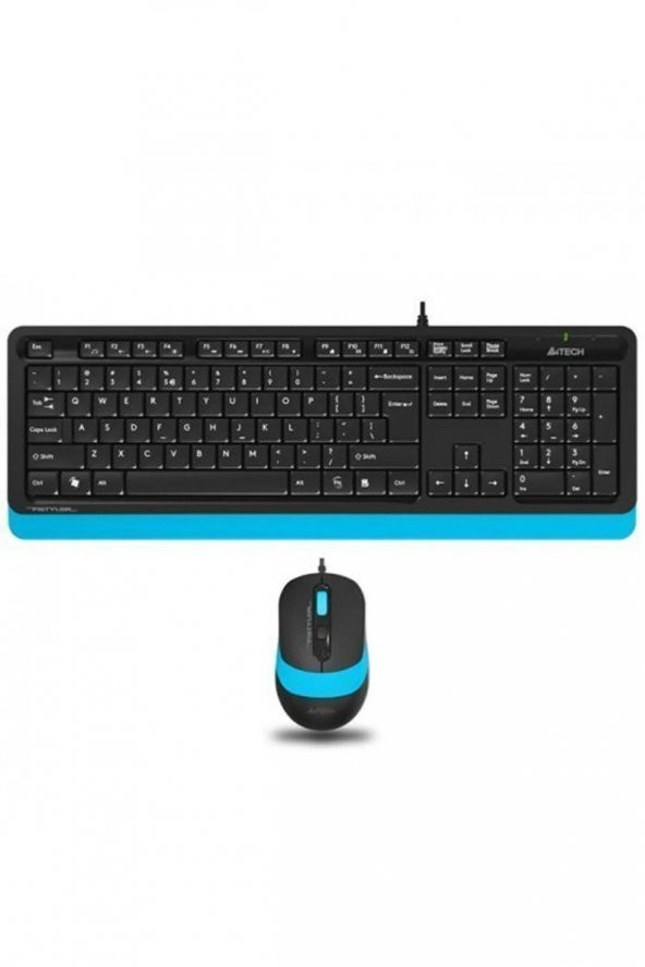 A4 Tech Nano Alıcı Kablosuz Multimedia Türkçe Klavye Mouse Seti Mavi Siyah