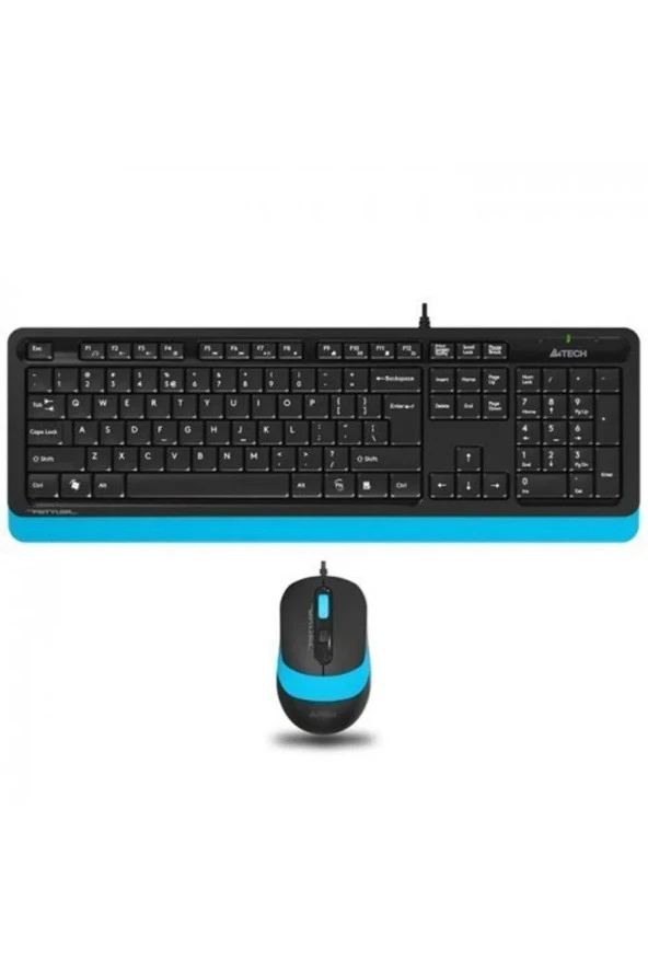 A4 Tech Nano Alıcı Kablosuz Multimedia Türkçe Klavye Mouse Seti Mavi Siyah
