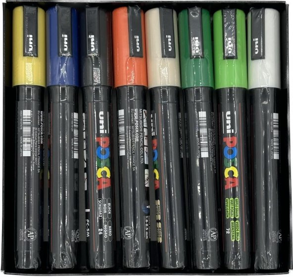 Uni Poster Markörü Posca Pc-5M/7+1 Karışık Renkler 8 Adet ürün görseli 1