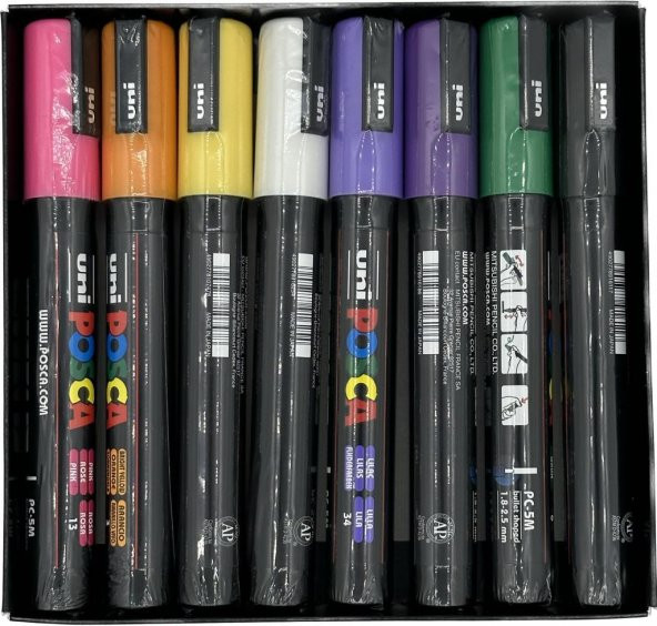 Uni Poster Markörü Posca Pc-5M/7+1 Karışık Renkler 8 Adet ürün görseli 1