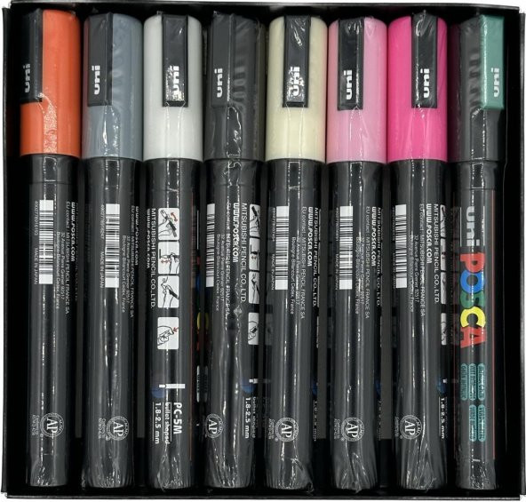 Uni Poster Markörü Posca Pc-5M/7+1 Karışık Renkler 8 Adet ürün görseli 1