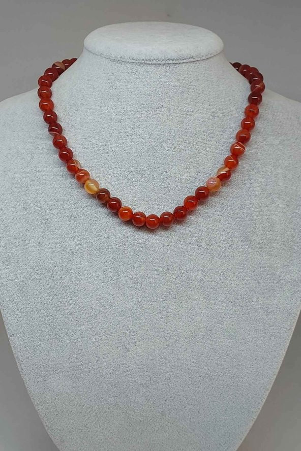 Akik Taşı Kolye 8mm (14235) (Klipsli)