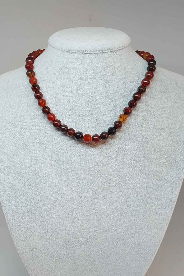 Akik Taşı Kolye 8mm (17303) (Klipsli)
