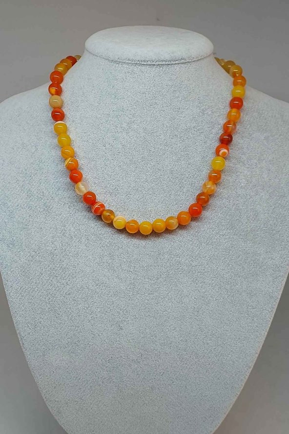 Akik Taşı Kolye 8mm (17300) (Klipsli) ürün görseli