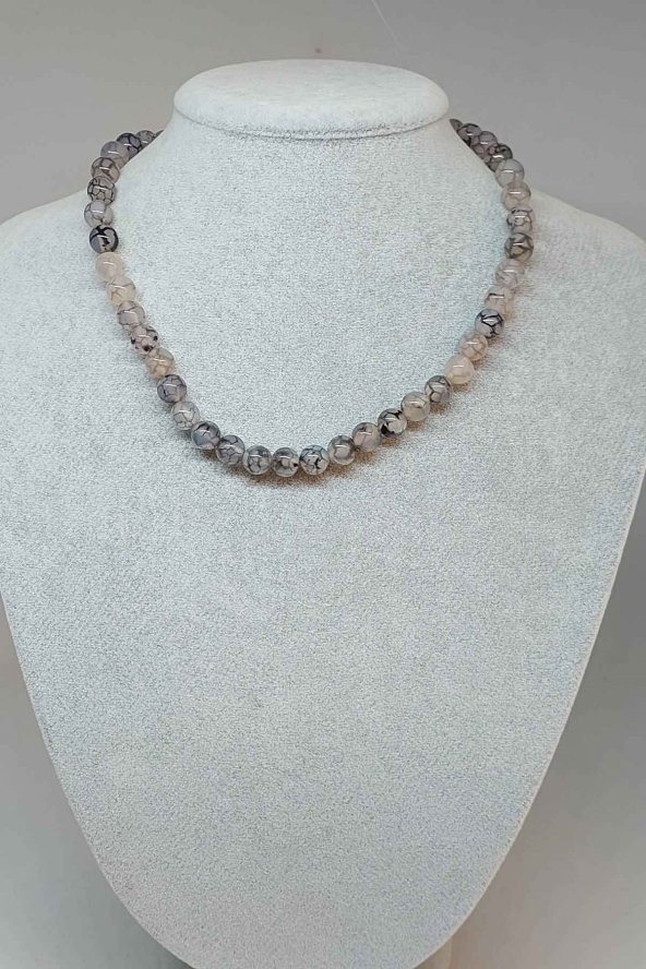 Akik Taşı Kolye 8mm (23570) (Klipsli)