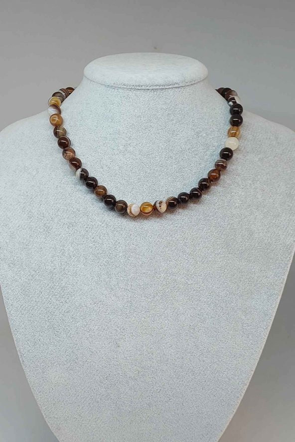 Akik Taşı Kolye 8mm (3605) (Klipsli)