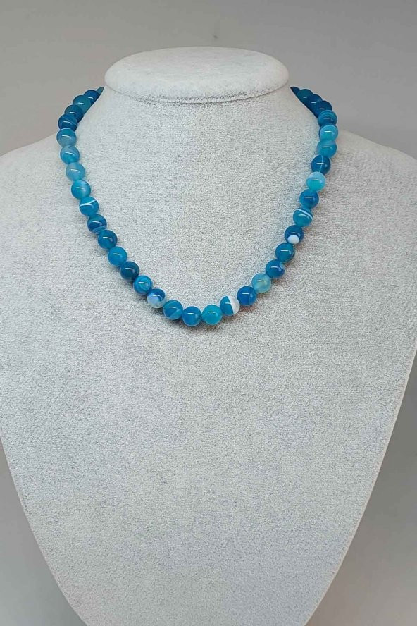 Akik Taşı Kolye 8mm (4001) (Klipsli)