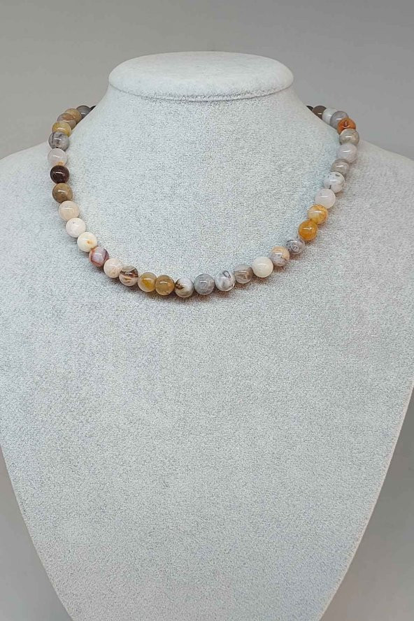 Akik Taşı Kolye 8mm (6001) (Klipsli)