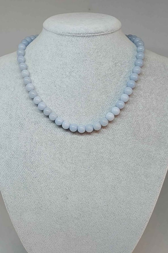 Angelit Taşı Kolye 8mm (Klipsli)