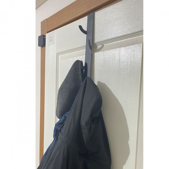 RİSİNGMABER Metal Mat Siyah Amerikan Kapı Arkası ve Banyo Kapı Arkası Dikey Askılık (2li Set) - 4