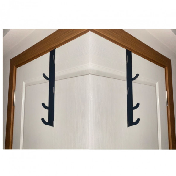 RİSİNGMABER Metal Mat Siyah Amerikan Kapı Arkası ve Banyo Kapı Arkası Dikey Askılık (2li Set) - 5