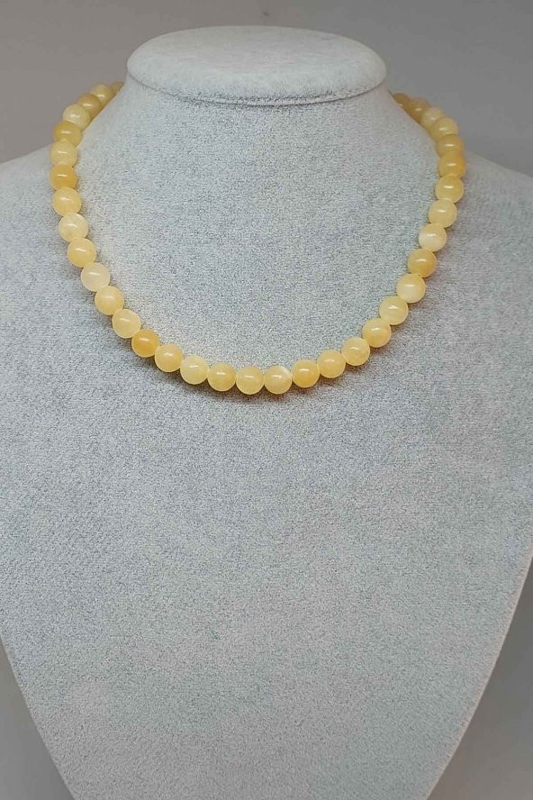Kalsit Taşı Kolye 8mm (Klipsli)
