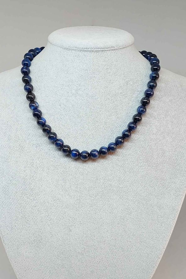 Kyanit Taşı Koyu Renk Kolye 8mm (Klipsli)