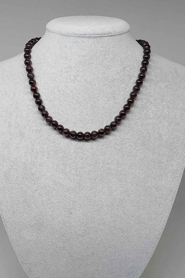 Lal (Granat) (Garnet) Taşı Kolye 7mm (Klipsli)