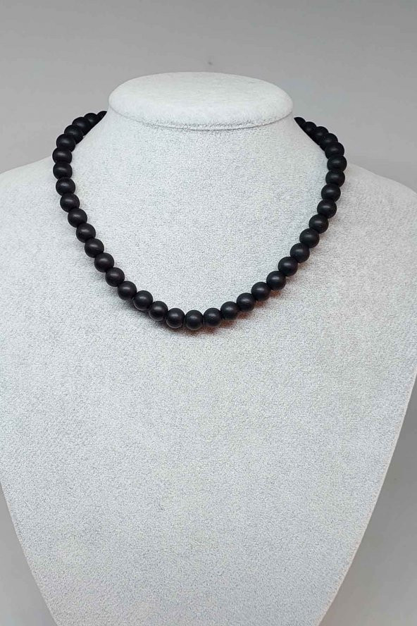 Onix (Oniks) Taşı Mat Kolye 8mm (Klipsli)