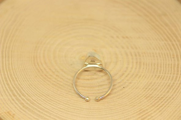 Safir Taşı Ayarlanabilir Gümüş Yüzük - Resim 5