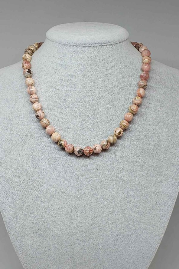 Rodokrozit Taşı Kolye 8mm (Klipsli)