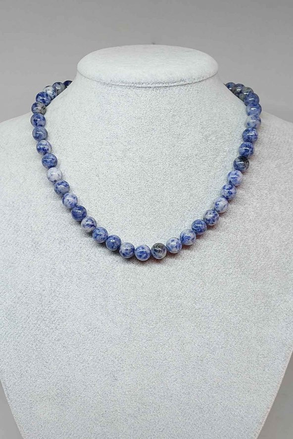 Sodalit Taşı Kolye 8mm (Klipsli)