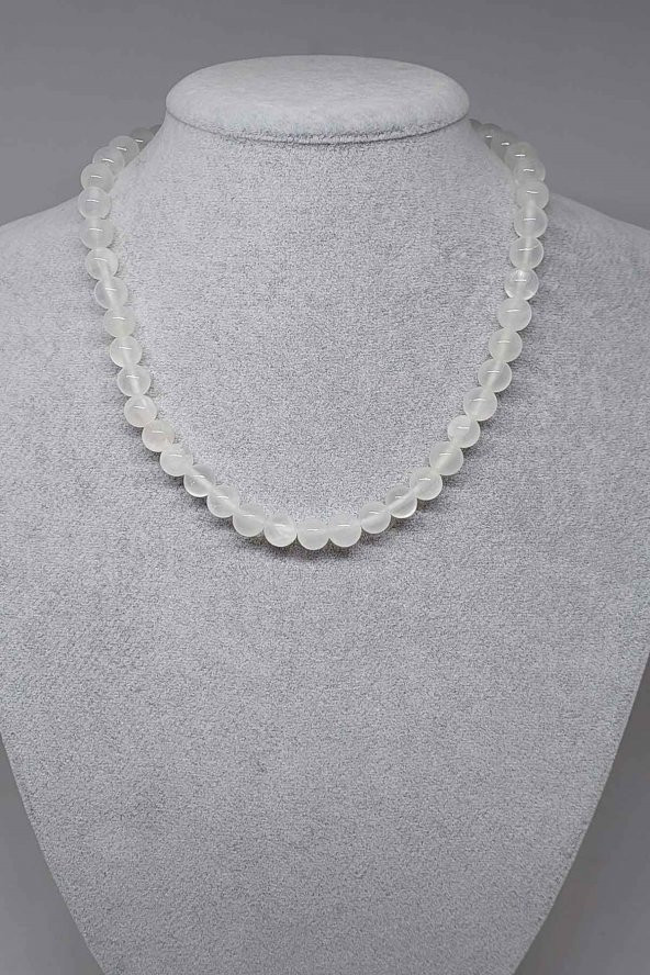 Selenit Taşı Kolye 8mm (Klipsli)