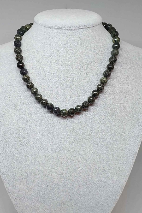 Serpantin (Yılan) Taşı Kolye 8mm (Klipsli)