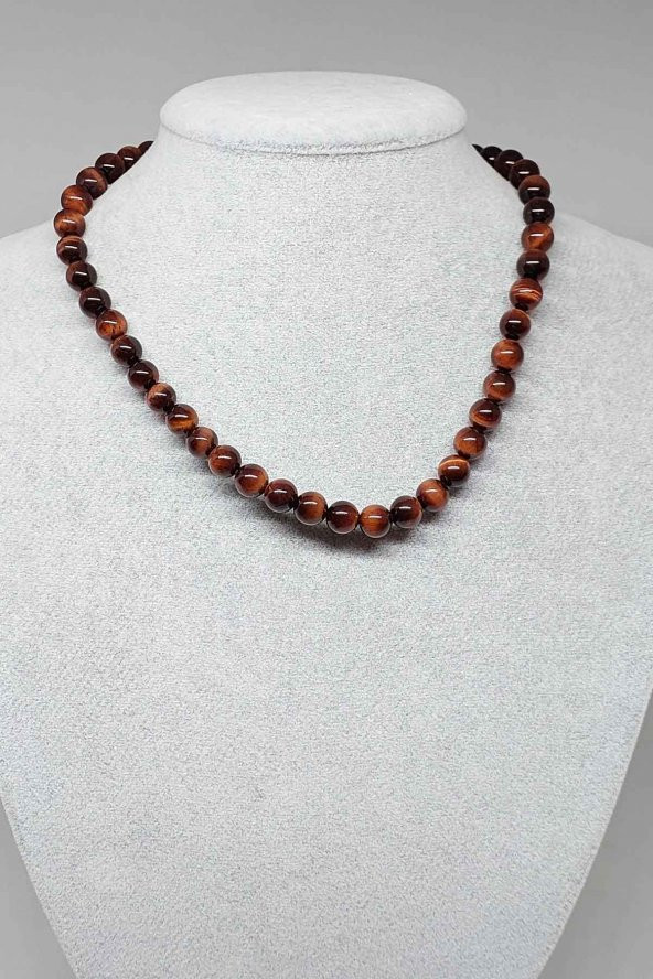 Şahin Gözü Taşı Kolye 8mm (Klipsli)