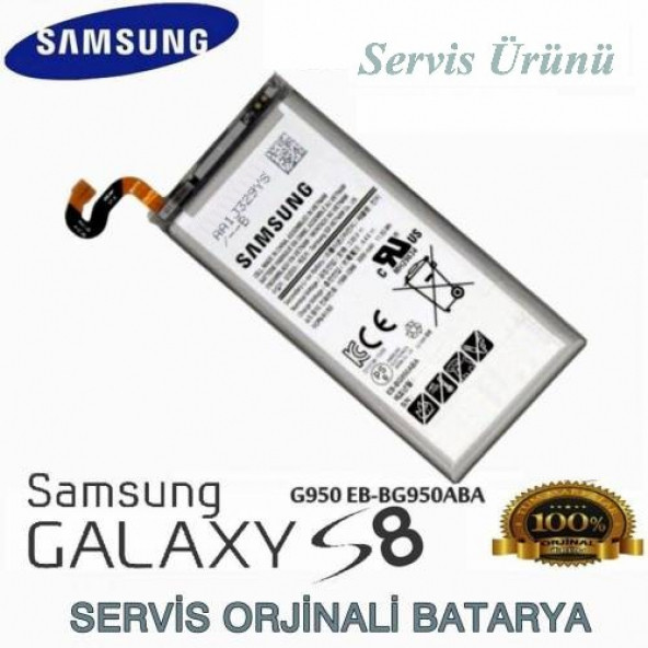 Samsung Galaxy S8 Batarya 3000Mah Eb-Bg950Abe G950 Uyumlu Yedek Batarya