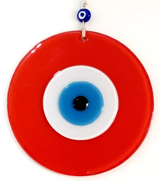 Nazar Boncuklu Turuncu 20 Santimetre Çapında Cam Duvar Süsü ürün görseli