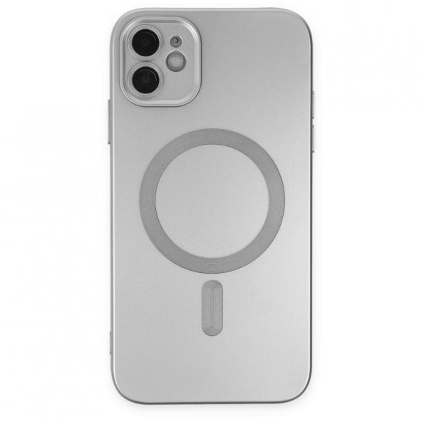 iPhone 11 Kılıf Moshi Lens Magneticsafe Silikon - Gümüş