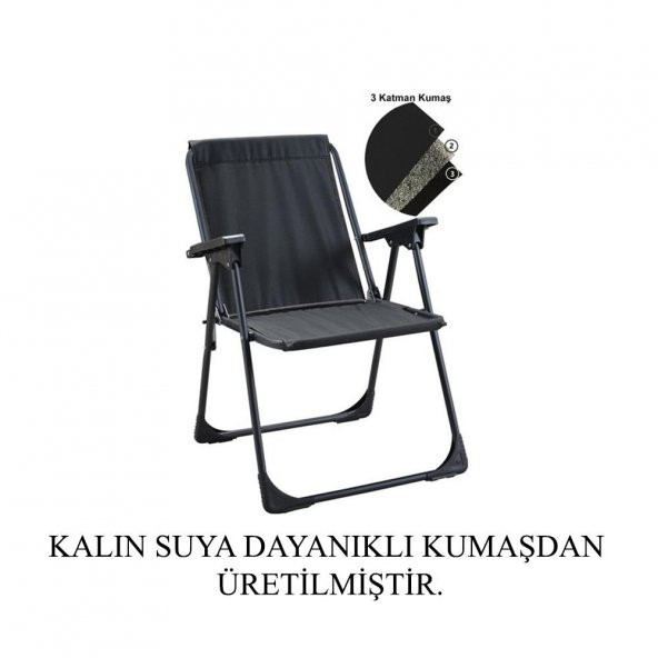 LEVA SİYAH KOLÇAKLI KATLANABİLİR SANDALYE