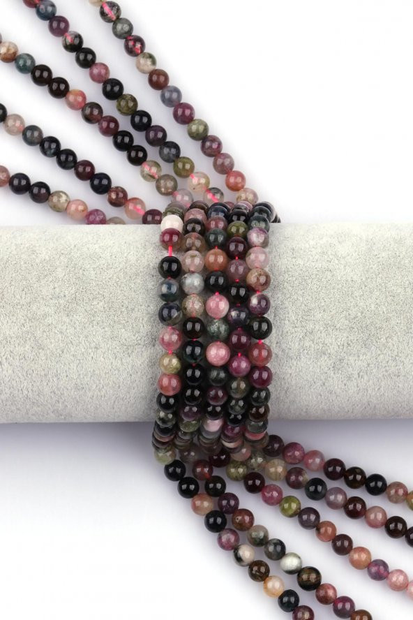 Renkli Turmalin Doğal Taş Dizi 6 mm Küre Kesim ürün görseli